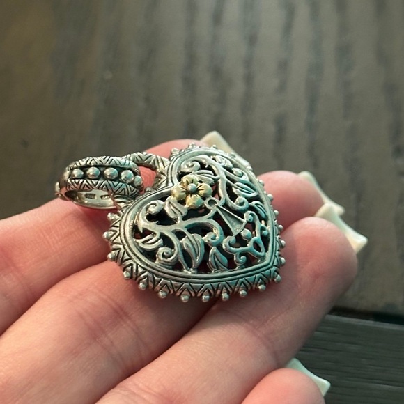 Barbara Bixby Heart Reversible Enhancer 925/Sterling Silver 18K Gold Pendant - Picture 2 of 5